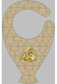 Hop086 - Deer and trees Quilted Bib with pacifier holder